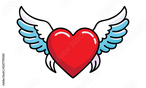 Adorable Flying Heart Icons with Angel Wings | Romantic Love Symbols for Valentine's Day and Wedding Designs photo