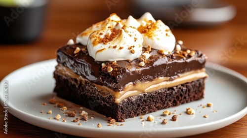 Wallpaper Mural A luscious chocolate dessert with layers of sumptuous chocolate, creamy caramel, topped with whipped cream and nuts, perfect for any sweet tooth craving indulgence. Torontodigital.ca