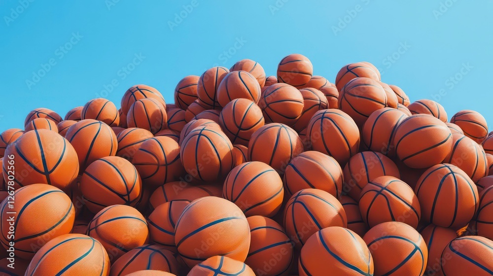 Basketball Pile Against Clear Sky. Possible Use Stock photo Basketball Pile Against Clear Sky. Possible Use Stock photo