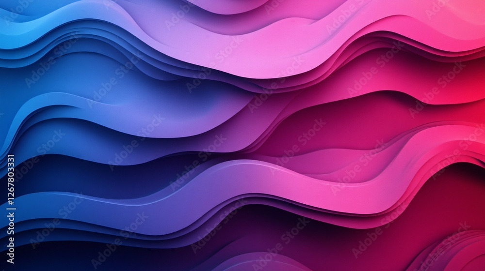 Fototapeta premium A vibrant abstract design featuring flowing waves in blue and pink hues, creating a sense of movement and depth.