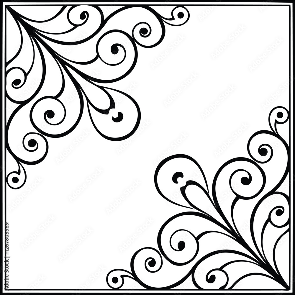 calligraphy Floral Corner Frame Design vector illustration calligraphy Floral Corner Frame Design vector illustration