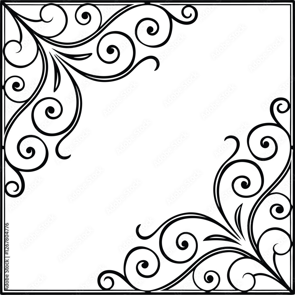 calligraphy Floral Corner Frame Design vector illustration calligraphy Floral Corner Frame Design vector illustration