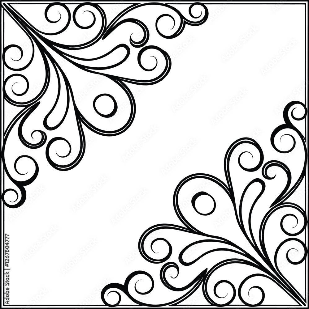 calligraphy Floral Corner Frame Design vector illustration calligraphy Floral Corner Frame Design vector illustration