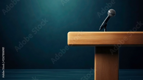 Wallpaper Mural Empty podium with microphone, dark background. Potential use for presentations Torontodigital.ca