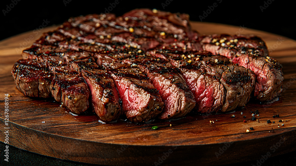 Kobe Beef Steak A perfectly seared A5 Kobe beef steak with a rich marbling pattern. Sliced into bite-sized pieces and plated on a minimalist wooden tray. Kobe Beef Steak A perfectly seared A5 Kobe beef steak with a rich marbling pattern. Sliced into bite-sized pieces and plated on a minimalist wooden tray.
