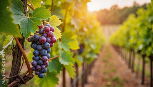 Wallpaper Mural Close-up view of vine-ripened grapes in vineyard at sunset, nature’s bounty Torontodigital.ca