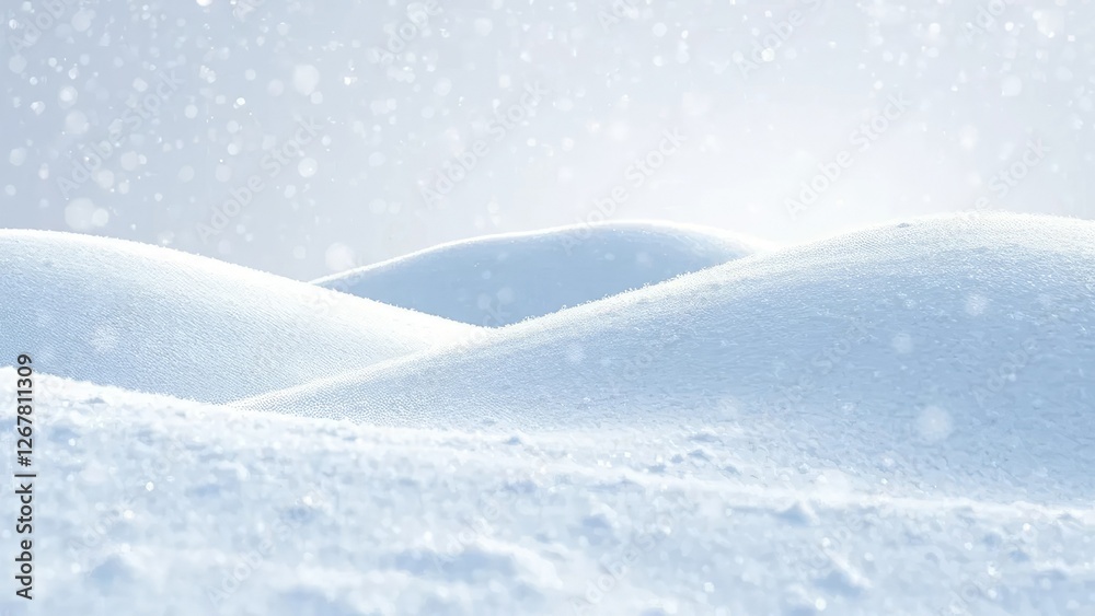 Sparkling snow-covered hills on a silver white glitter background, sparkly background, festive background Sparkling snow-covered hills on a silver white glitter background, sparkly background, festive background