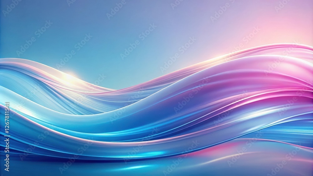 Fototapeta premium Abstract Waves of Vibrant Blue and Pink Hues Flowing and Intertwining in a Serene and Dreamlike Composition