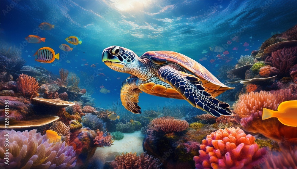 Fototapeta premium coral tourtle in the sea