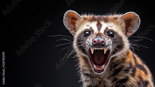 This gorgeous close-up features a smiling wild animal displaying its sharp teeth, embodying both fierceness and charm in the rich tapestry of wildlife. photo