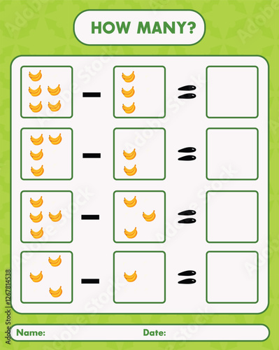 A fun and interactive counting activity for kids with bright yellow bananas arranged in groups, designed for early childhood education to improve number skills and visual learning in a playful way.