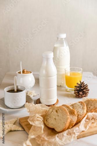 plastic bottle mockup with cap on a white table