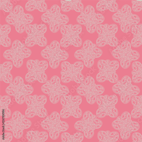 Vintage seamless floral pattern. Liberty style background of small coral pink flowers. Small flowers scattered over a beige background. Stock vector for printing on surfaces. Realistic plant flowers.