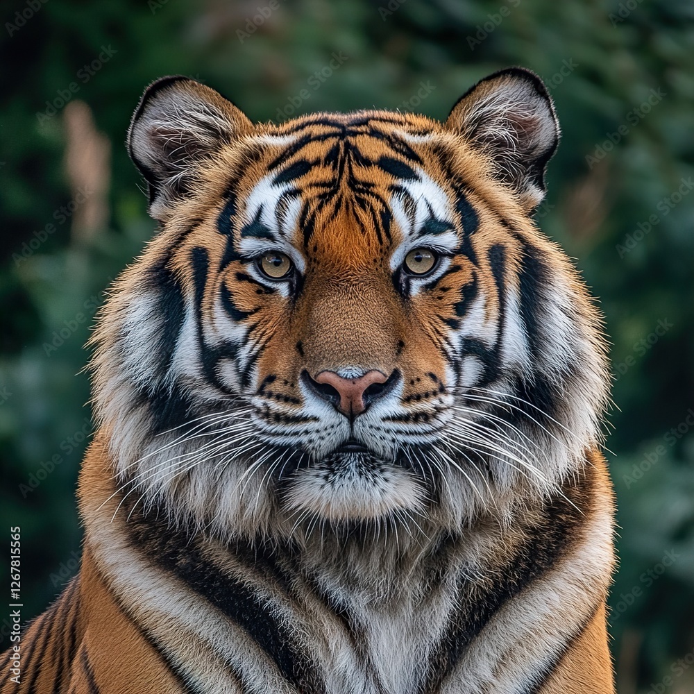 Fototapeta premium Majestic Tiger Close Up: A Stunning Wildlife Portrait