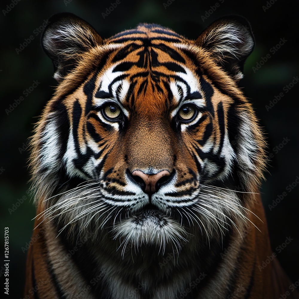 Fototapeta premium Magnificent Tiger Portrait: Closeup of a Wild Cat