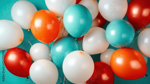Wallpaper Mural A vibrant assortment of balloons floating against a turquoise backdrop, capturing the essence of celebration, joy, and festive moments worth cherishing with loved ones. Torontodigital.ca