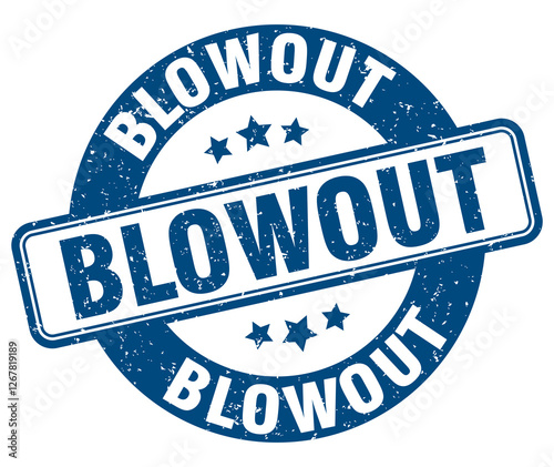 blowout stamp. blowout label. round grunge sign