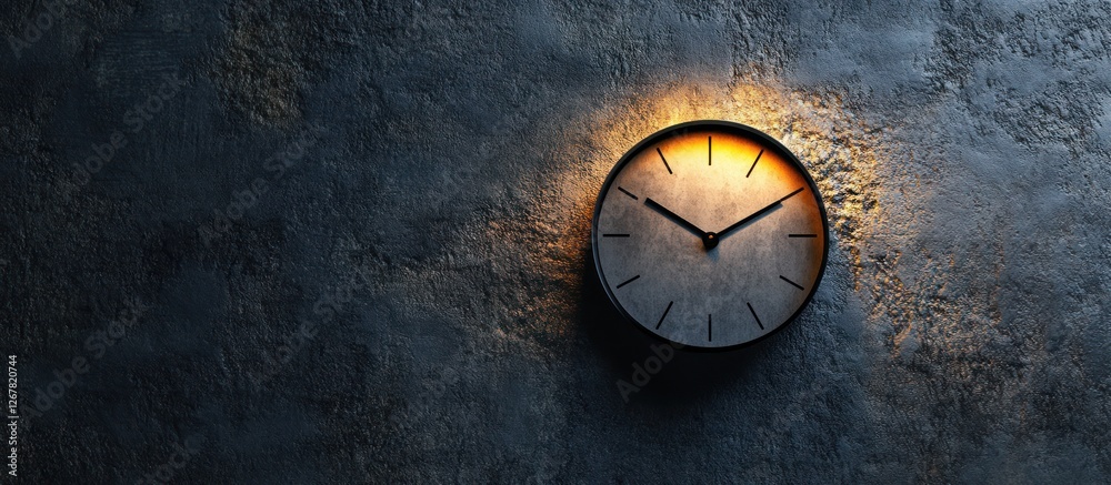 custom made wallpaper toronto digitalIlluminated clock on a textured wall.