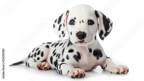 Dalmatian puppy on white background