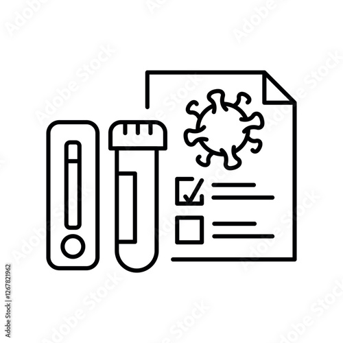 Virus testing and diagnosis black line icon.