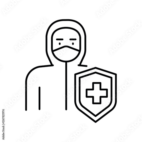 Biosafety black line icon.