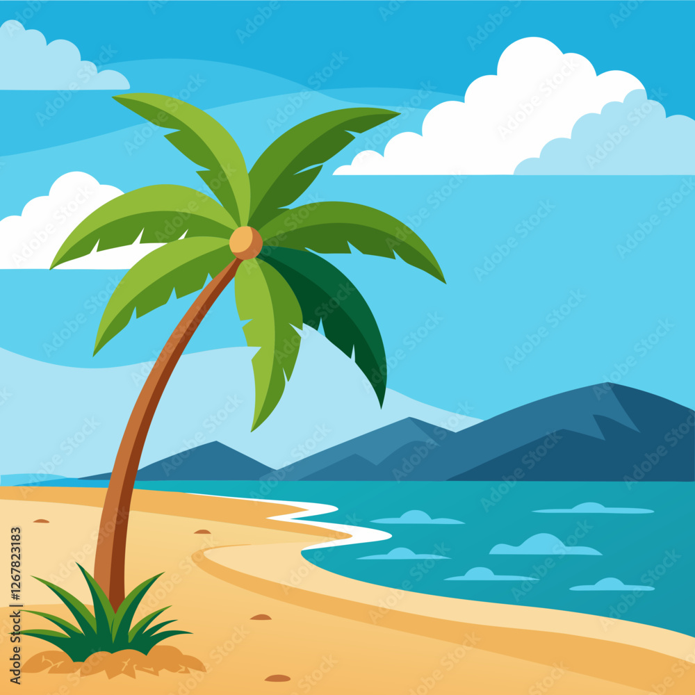 Obraz premium tropical beach with palm trees
