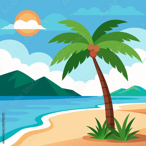 tropical beach with palm trees