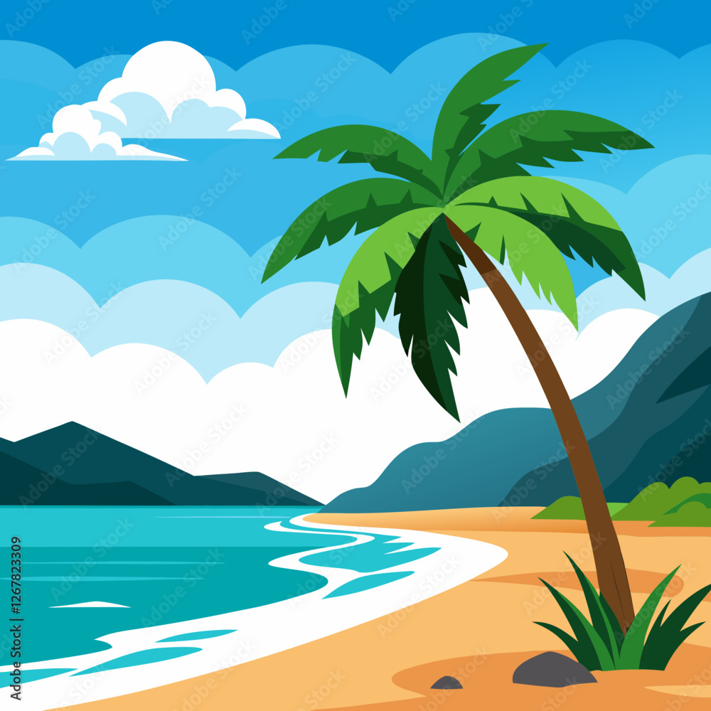 Obraz premium tropical beach with palm trees