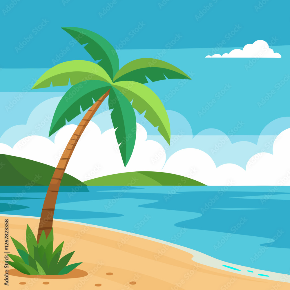 Fototapeta premium tropical beach with palm trees