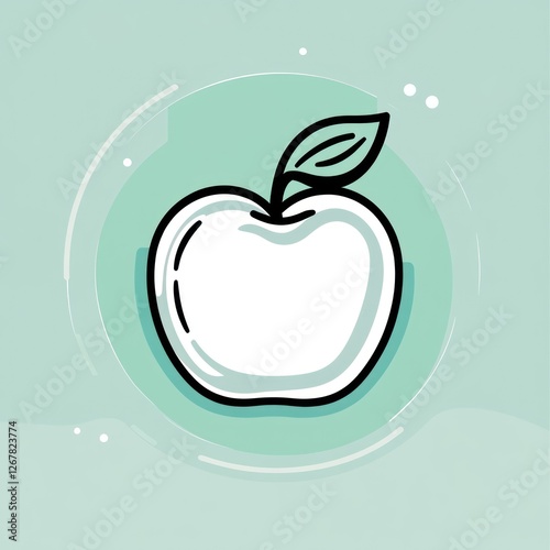 Simple apple graphic, light mint background photo