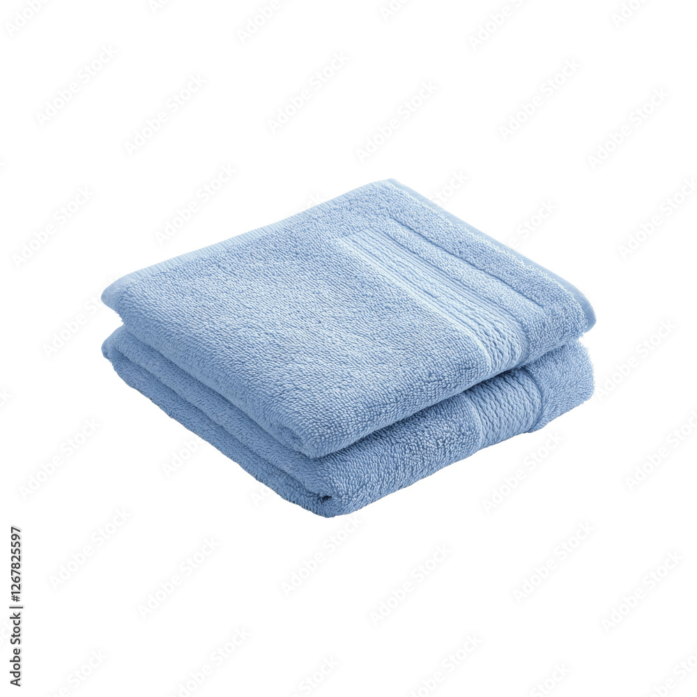 Two Soft Blue Cotton Hand Towels Folded Together Two Soft Blue Cotton Hand Towels Folded Together
