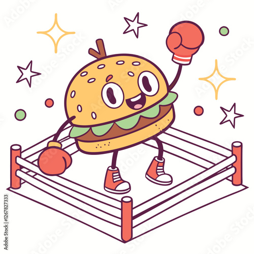 Skilled burger character showing off impressive skateboarding skills.