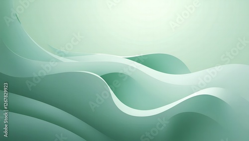 Soft green abstract flowing waves with smooth gradients creating a calm and elegant background perfect for wellness branding and minimalist designs.