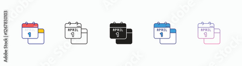 1st April icons set in different style vector stock