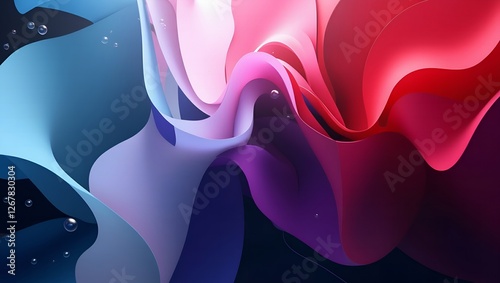 Vibrant abstract fluid waves blending pink blue and purple colors with soft gradients creating a dynamic and futuristic digital background for creative designs.