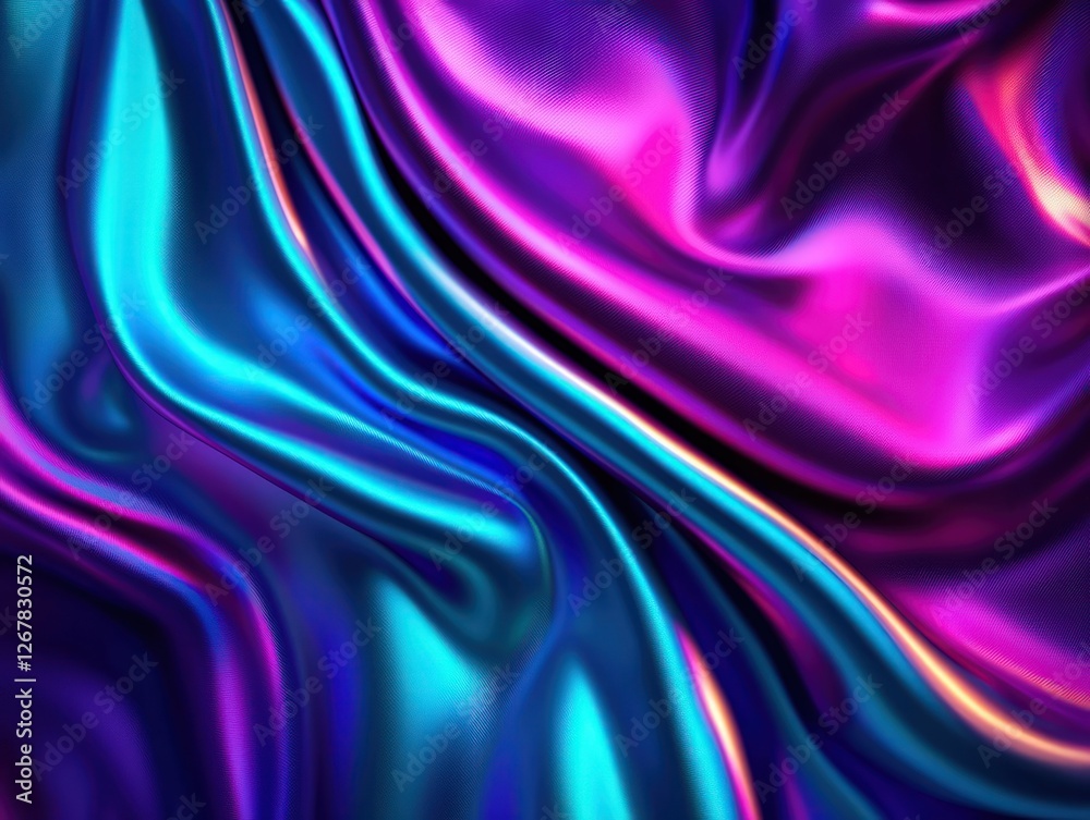 Colorful Satin Fabric Texture with Shiny Waves in Purple and Blue Hues Colorful Satin Fabric Texture with Shiny Waves in Purple and Blue Hues