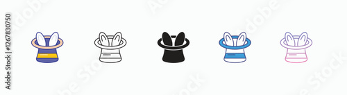 Rabbit Hat icons set in different style vector stock