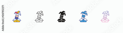 Joke box icons set in different style vector stock