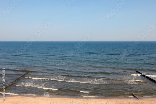 Fototapeta Naklejka Na Ścianę i Meble -  The Baltic Sea and the beach in Ustronie Morskie