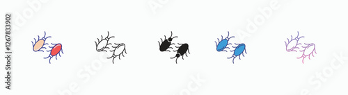Cockroach icons set in different style vector stock