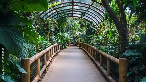 Fototapeta Naklejka Na Ścianę i Meble -  Tropical Zoo with Lush Greenery, Exotic Wildlife, and a Natural Habitat Setting for an Immersive and Educational Experience