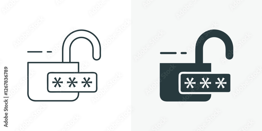 Password Security icon vector with lock outline and solid style Password Security icon vector with lock outline and solid style