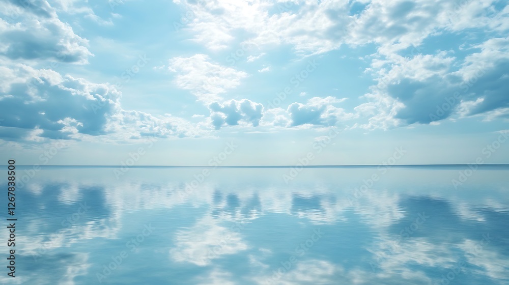 Serene Sky Reflecting On Calm Ocean Waters Serene Sky Reflecting On Calm Ocean Waters