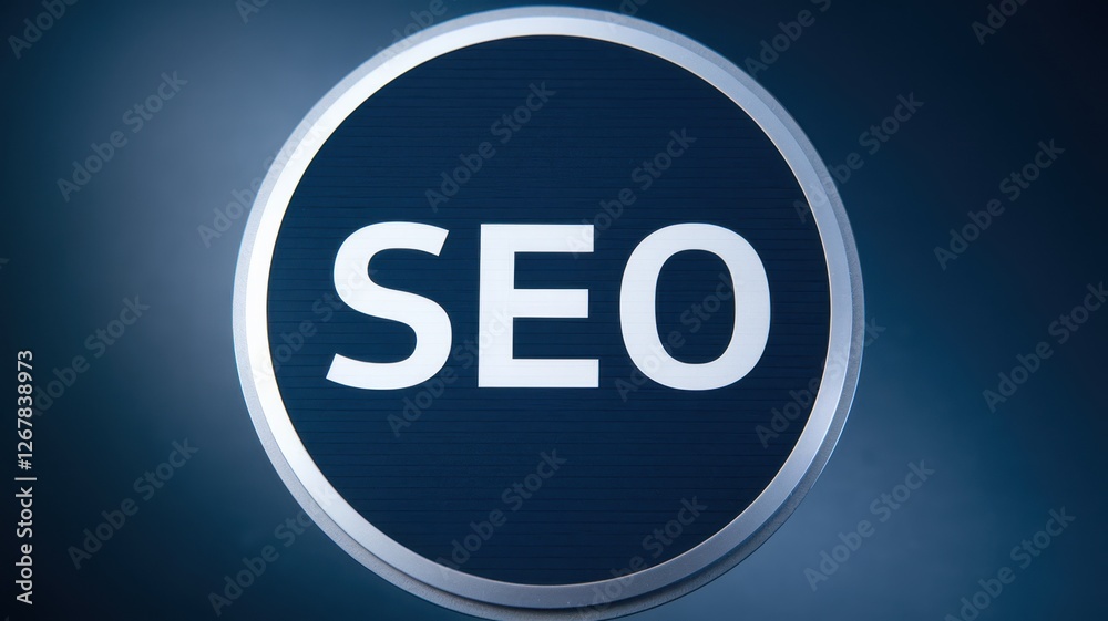 The acronym SEO is displayed inside of a dark circle The acronym SEO is displayed inside of a dark circle