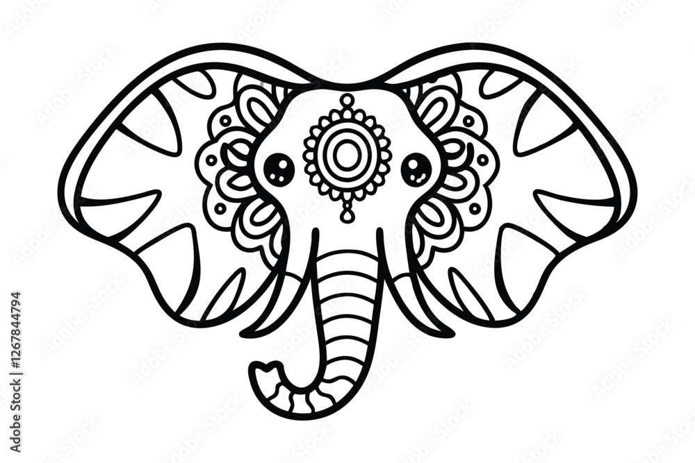 Line art design of an elephant head with mandala vector illustration.eps Line art design of an elephant head with mandala vector illustration.eps