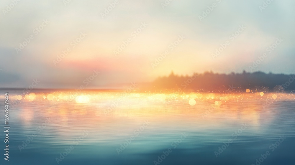 Fototapeta premium Serene Sunset Over Tranquil Beach View