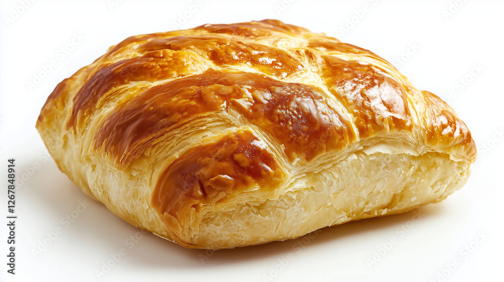 Fresh croissant on white background, a delicious homemade pastry perfect for breakfast or a snack Fresh croissant on white background, a delicious homemade pastry perfect for breakfast or a snack