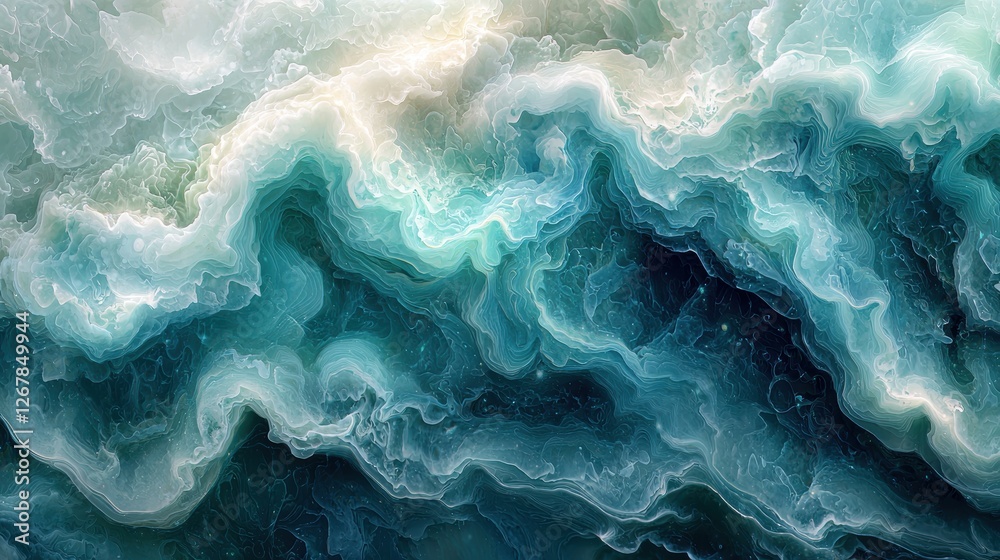 Abstract ocean waves in shades of blue and green, evoking tranquility. Abstract ocean waves in shades of blue and green, evoking tranquility.