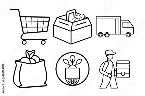 Fast Food & Takeout Delivery Set.