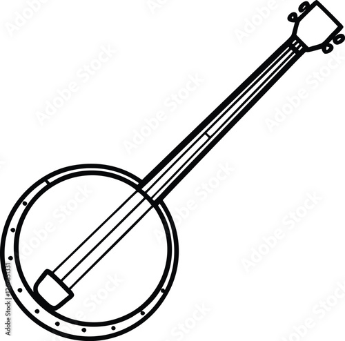 Banjo line art illustration.